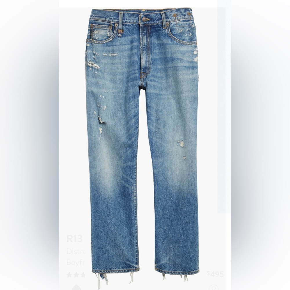R13 Distressed Boyfriend Jean Bain